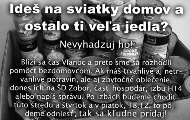 Plagátik, ktorý bol výzvou na darovanie potravín