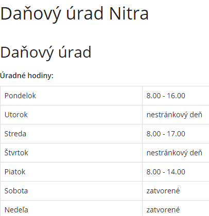 danový úrad NR